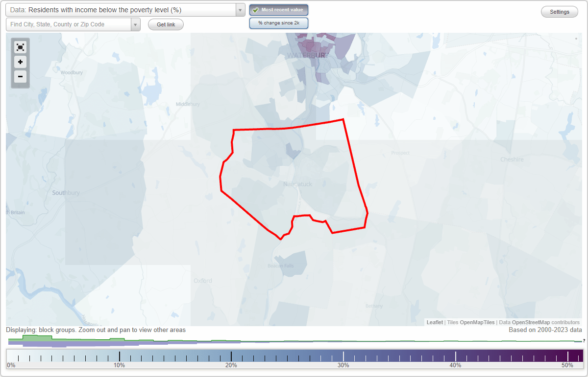 Naugatuck, Connecticut (CT) poverty rate data information about poor
