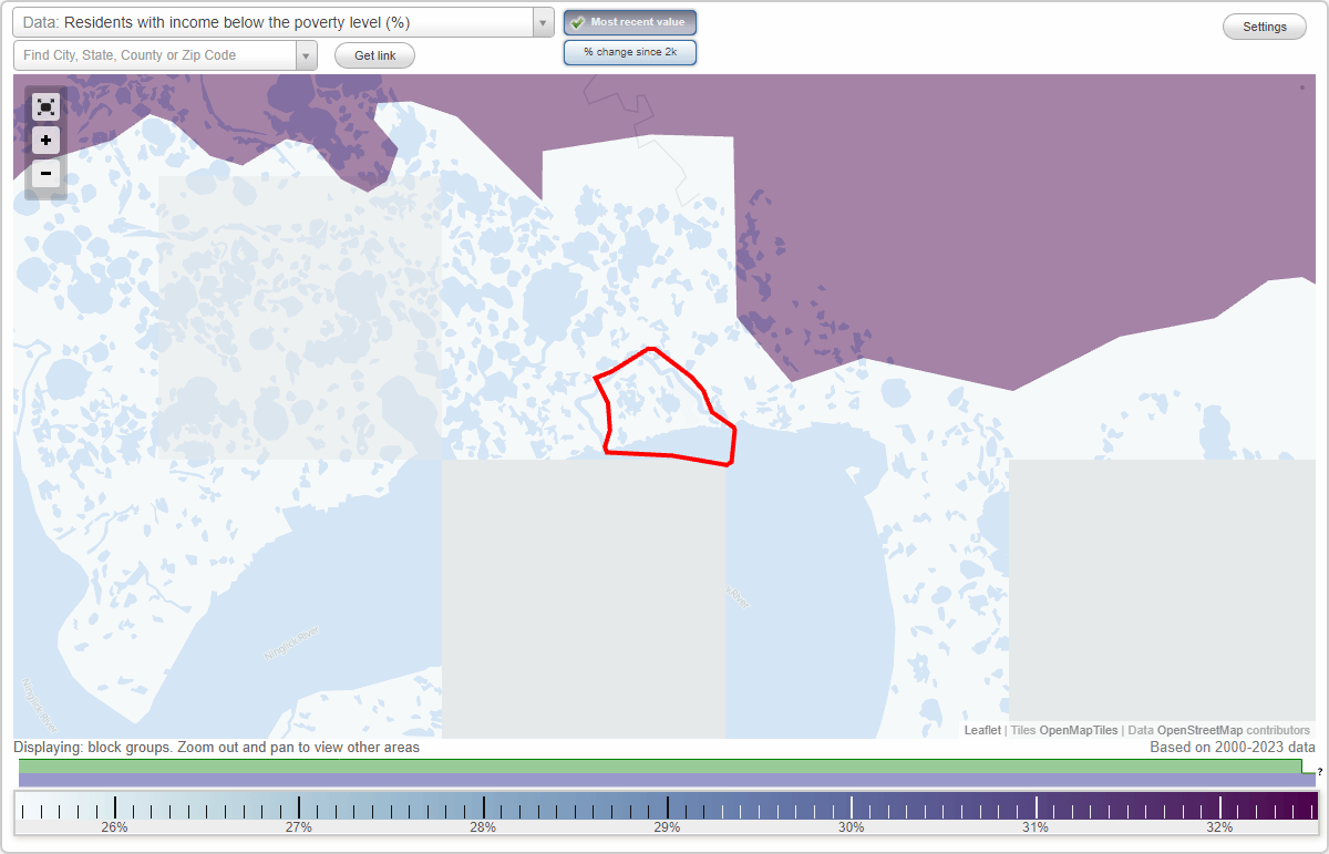 Newtok, Alaska (AK) poverty rate data information about poor and low