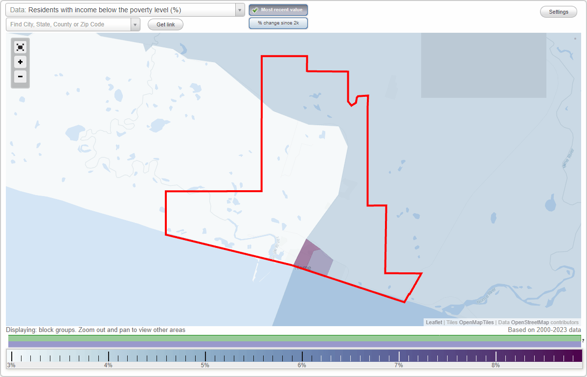 Nome, Alaska (AK) poverty rate data information about poor and low