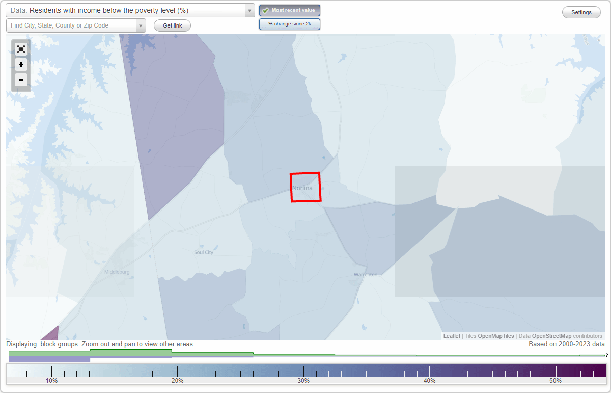 Norlina, North Carolina (NC) poverty rate data information about poor