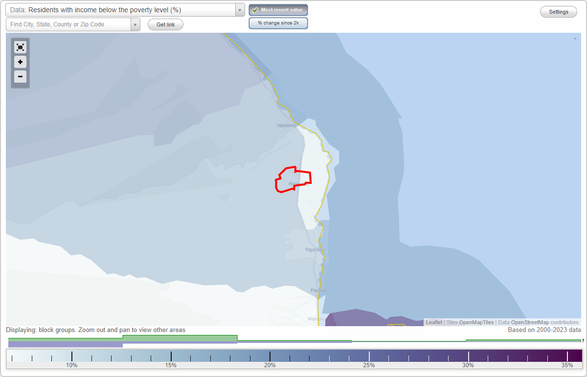 Pepeekeo, Hawaii (HI) poverty rate data information about poor and residents living