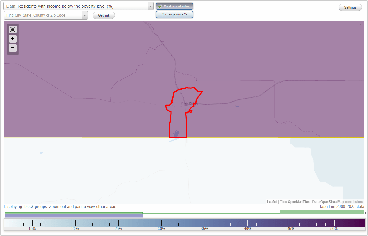 Pine Ridge, South Dakota (SD) poverty rate data information about