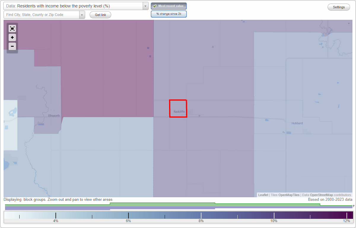 Radcliffe, Iowa (IA) poverty rate data information about poor and low