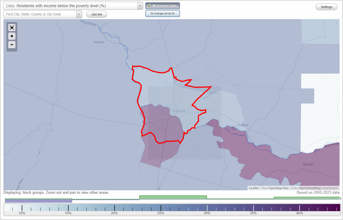Shiprock, New Mexico (NM) poverty rate data information about poor