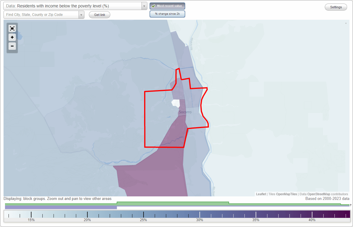 Socorro, New Mexico (NM) poverty rate data information about poor and