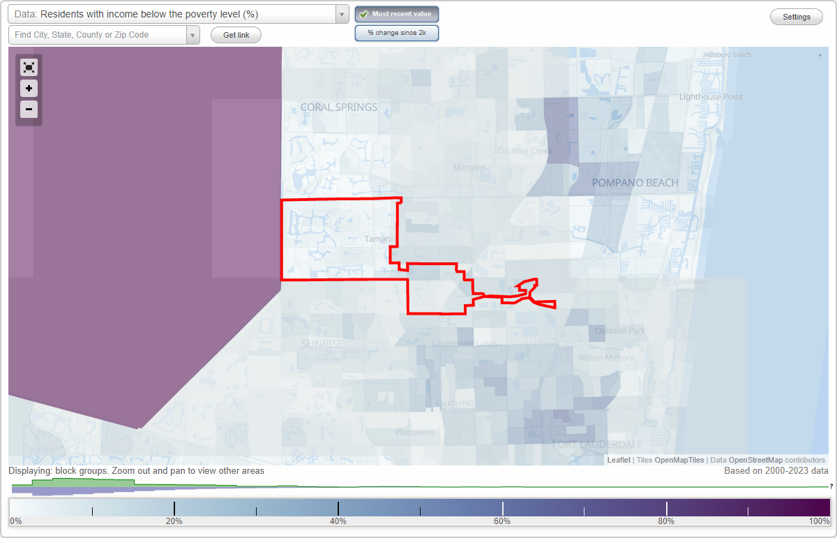 Tamarac, Florida (FL) poverty rate data information about poor and