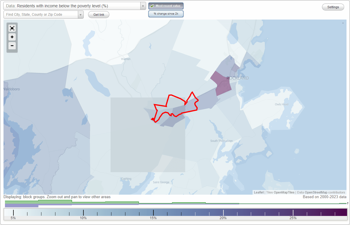 Thomaston, Maine (ME) poverty rate data information about poor and