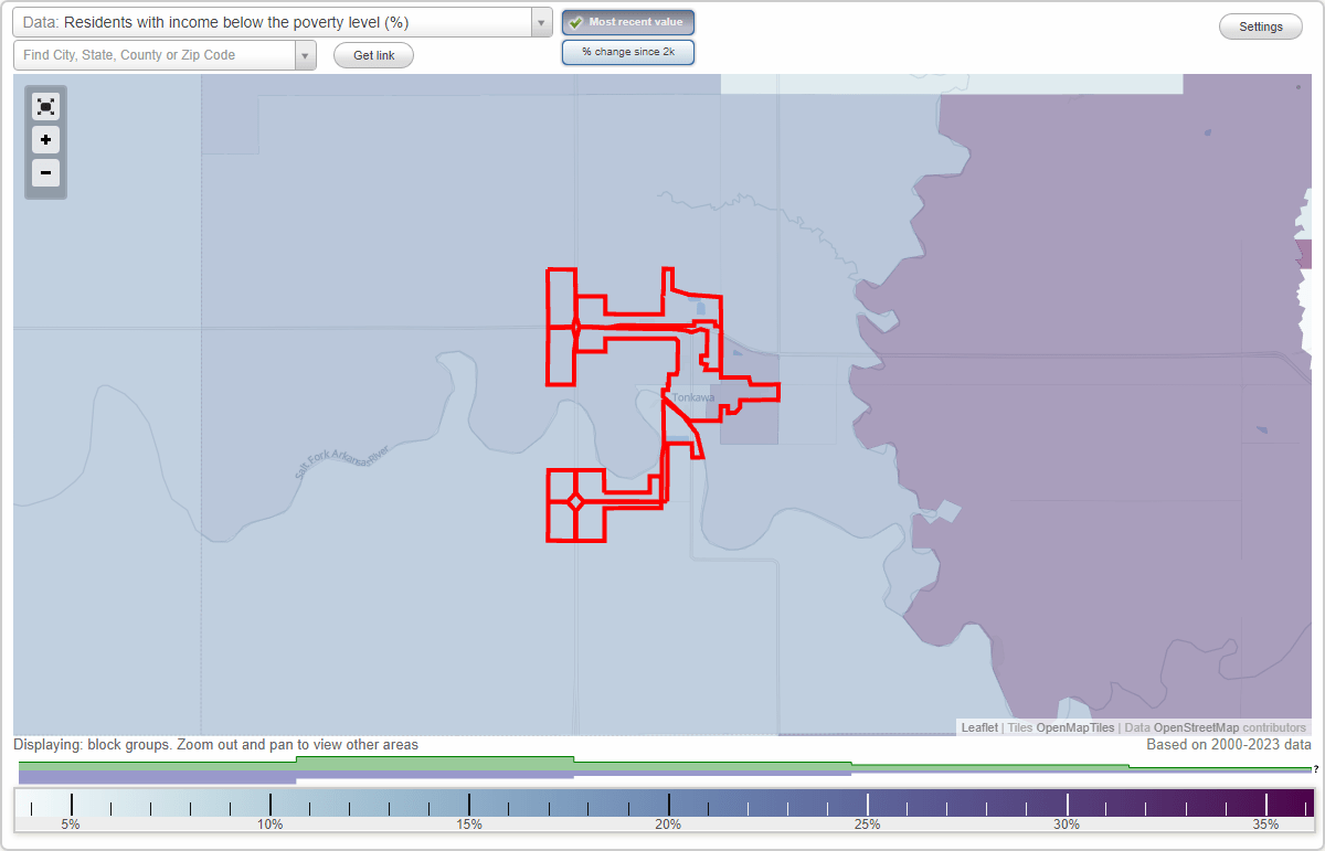 Tonkawa, Oklahoma (OK) poverty rate data information about poor and