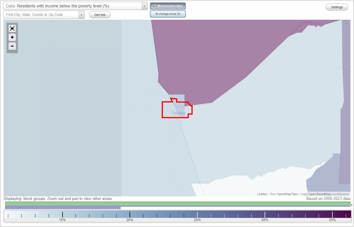 Tularosa, New Mexico (NM) poverty rate data information about poor