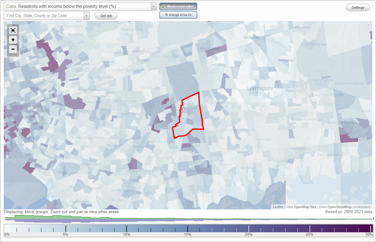 Uniondale, New York (NY) poverty rate data information about poor and