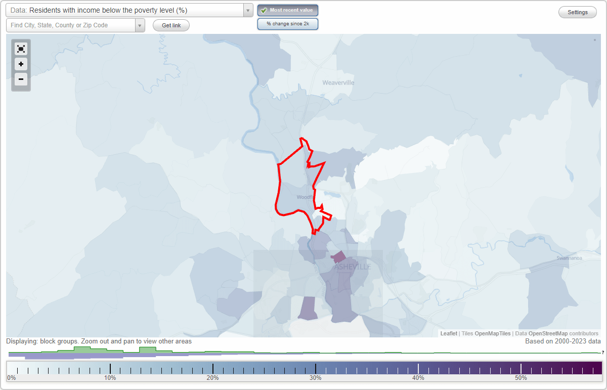 Woodfin, North Carolina (NC) poverty rate data information about poor
