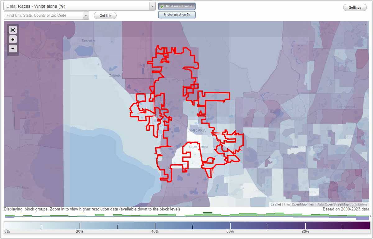 Races in Apopka, Florida (FL) White, Black, Hispanic, Asian. Ancestries, Foreignborn residents