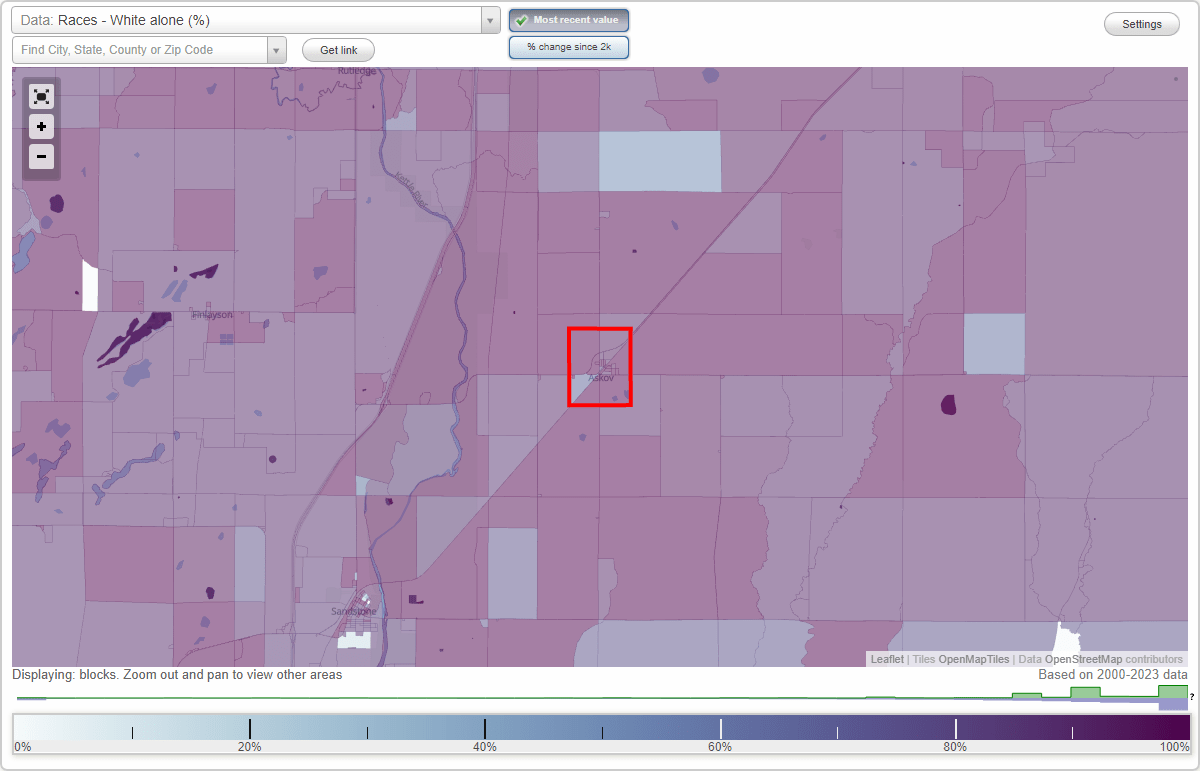 Races in Askov, Minnesota (MN) White, Black, Hispanic, Asian