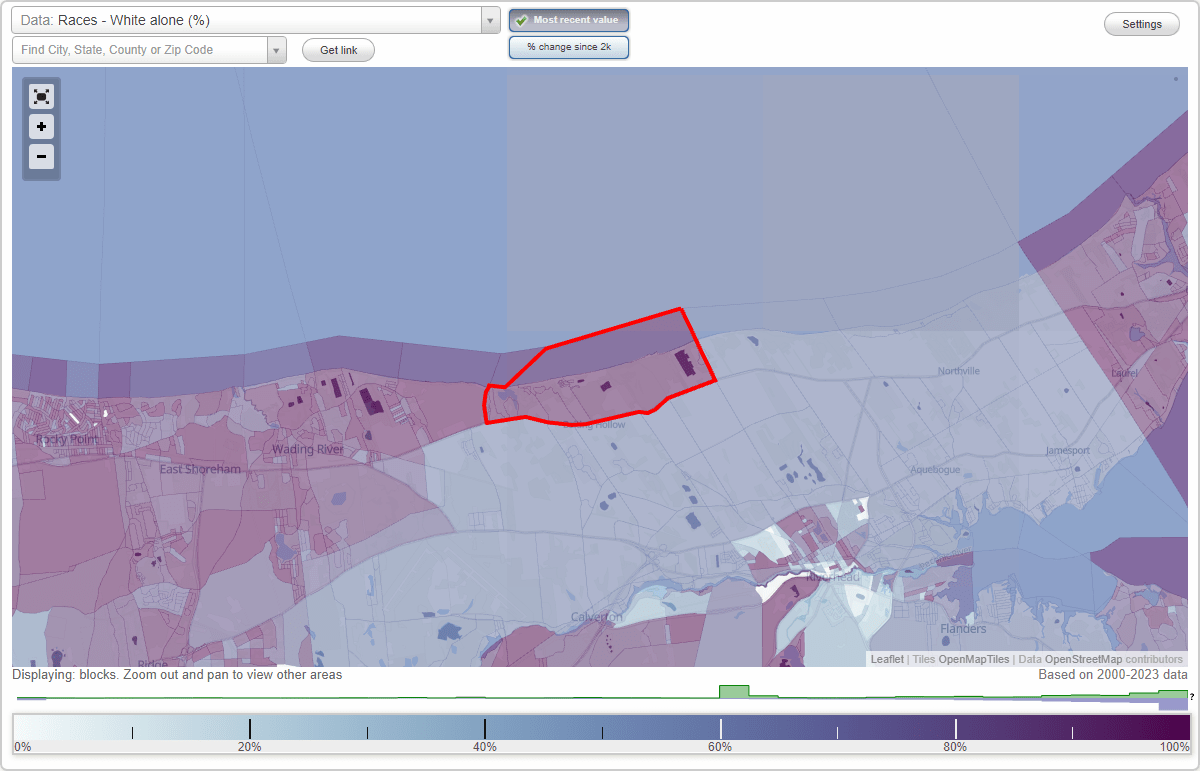 Races in Baiting Hollow, New York (NY) White, Black, Hispanic, Asian. Ancestries, Foreignborn