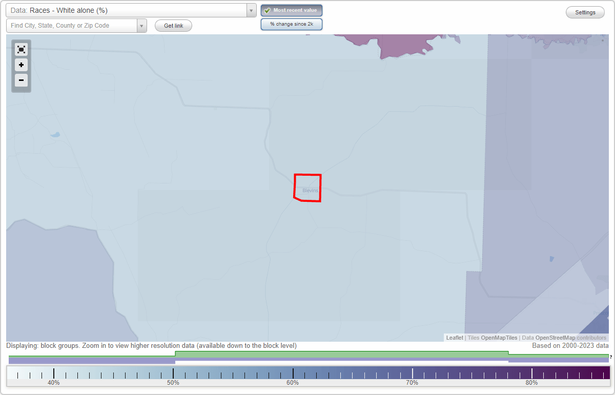 Races in Blevins, Arkansas (AR) White, Black, Hispanic, Asian