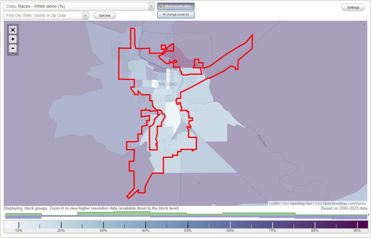 Races in Carlsbad, New Mexico (NM) White, Black, Hispanic, Asian