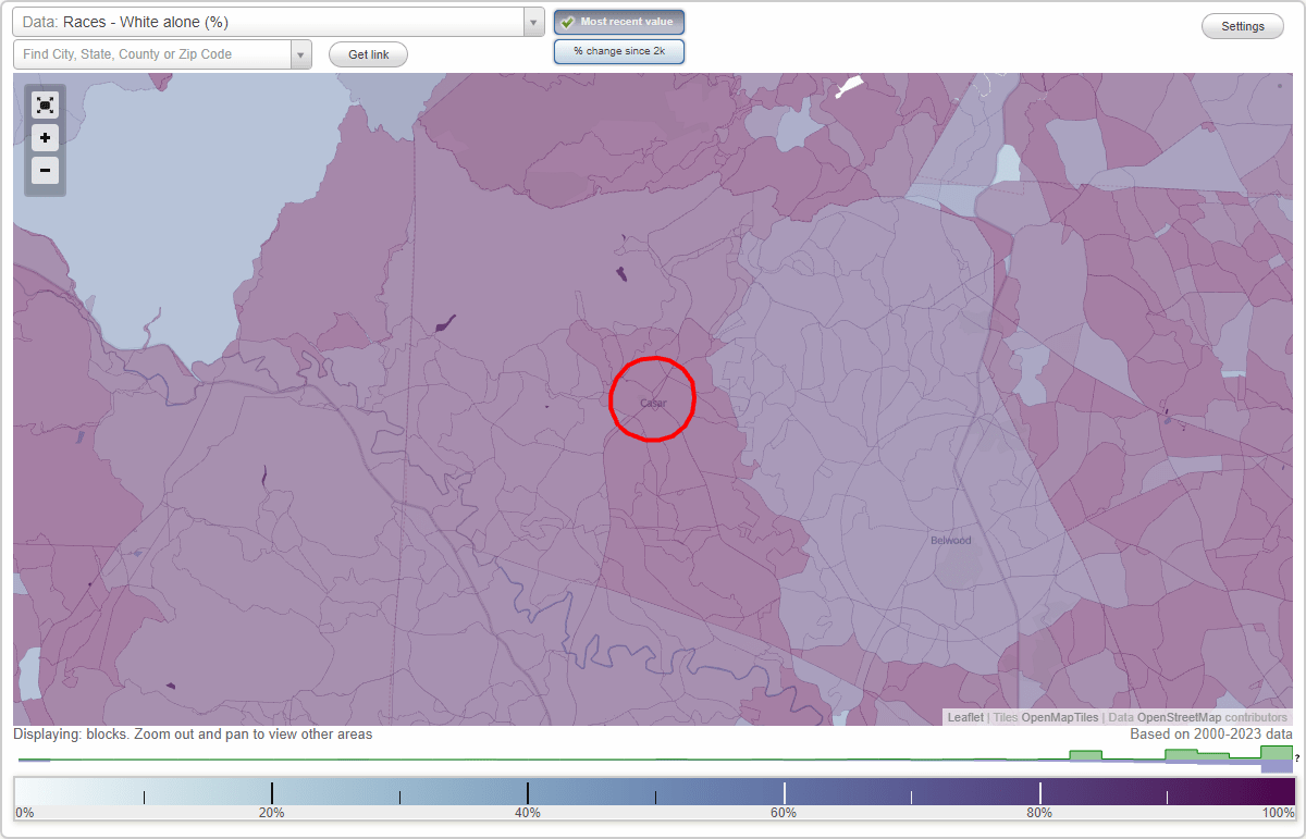 Races in Casar, North Carolina (NC) White, Black, Hispanic, Asian