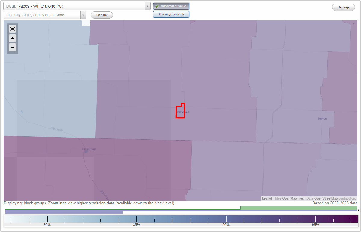 Races in Chilhowee, Missouri (MO) White, Black, Hispanic, Asian