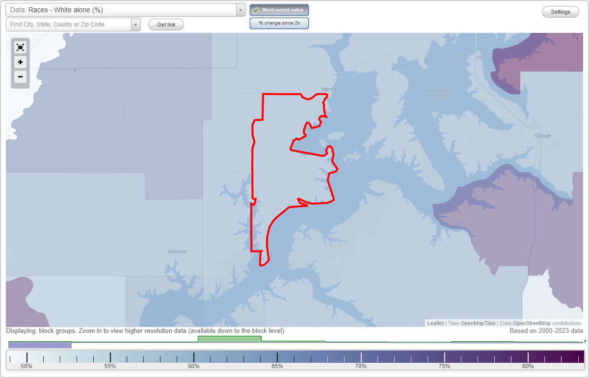 Races in Cleora, Oklahoma (OK) White, Black, Hispanic, Asian