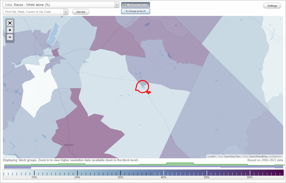 Races in Clio, South Carolina (SC) White, Black, Hispanic, Asian