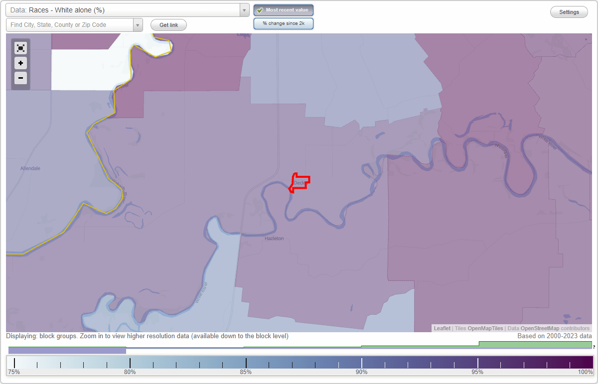 Races in Decker, Indiana (IN) White, Black, Hispanic, Asian