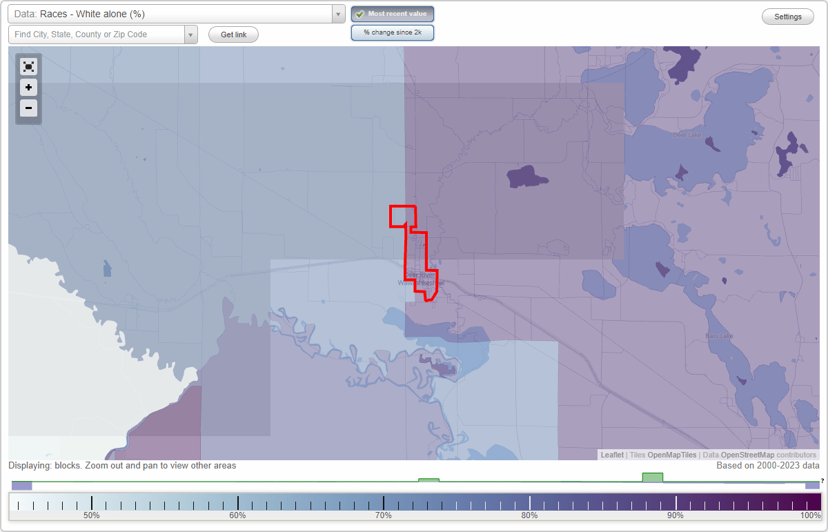 Races in Deer River, Minnesota (MN) White, Black, Hispanic, Asian