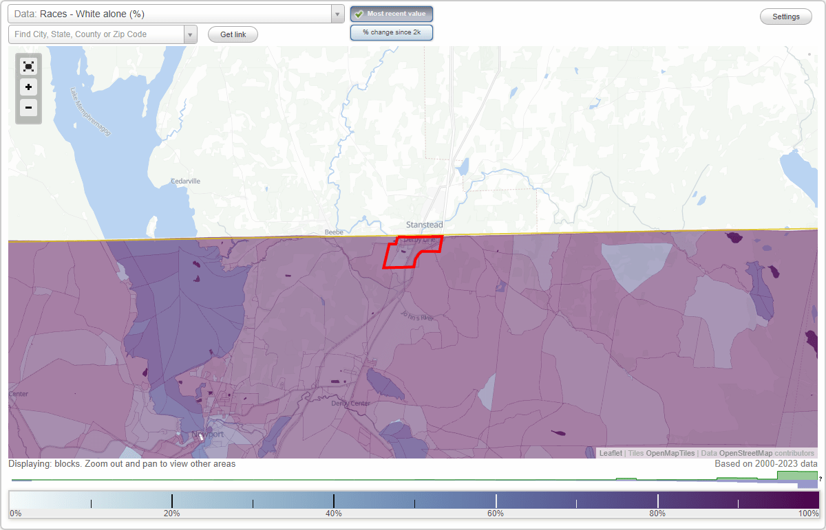 Races in Derby Line, Vermont (VT) White, Black, Hispanic, Asian