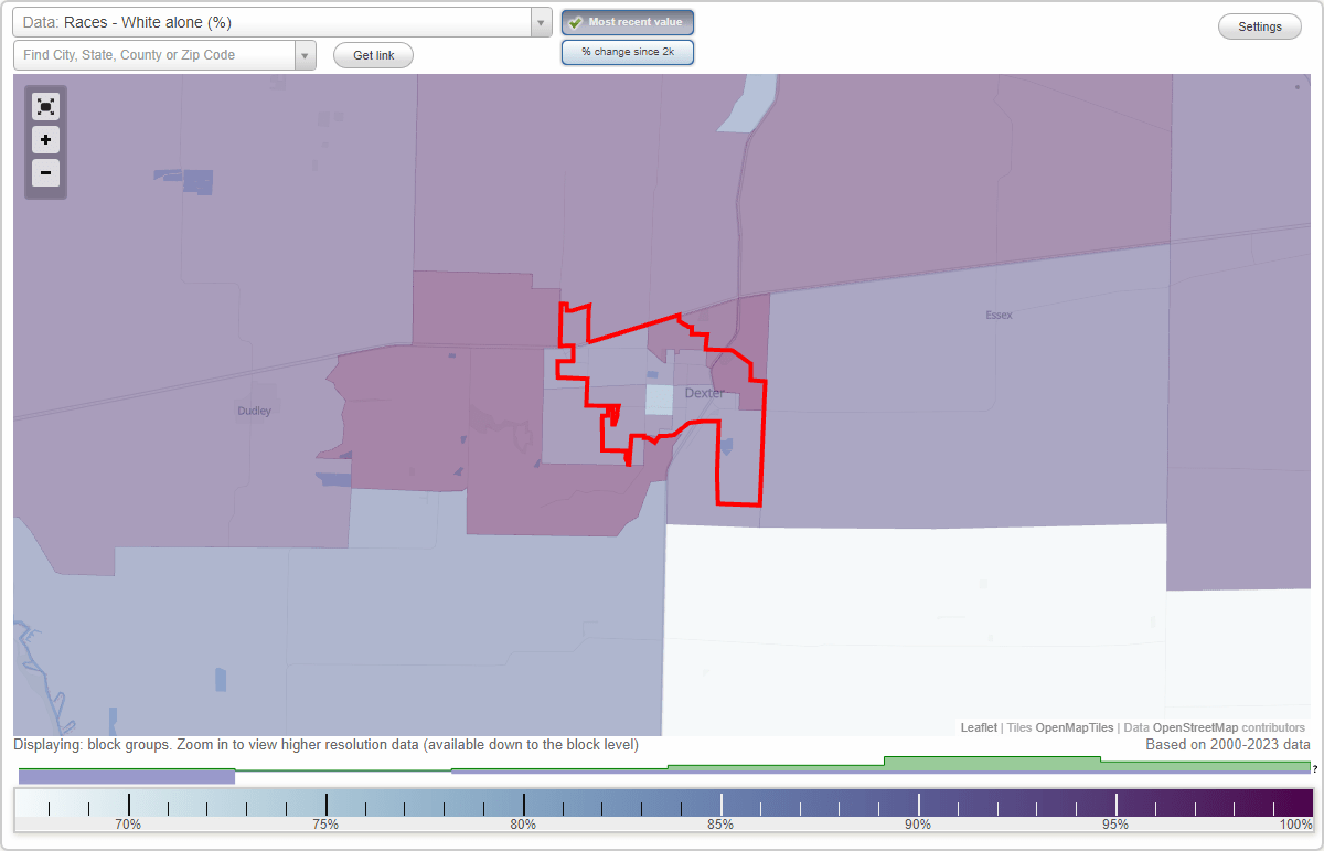 Races in Dexter, Missouri (MO) White, Black, Hispanic, Asian