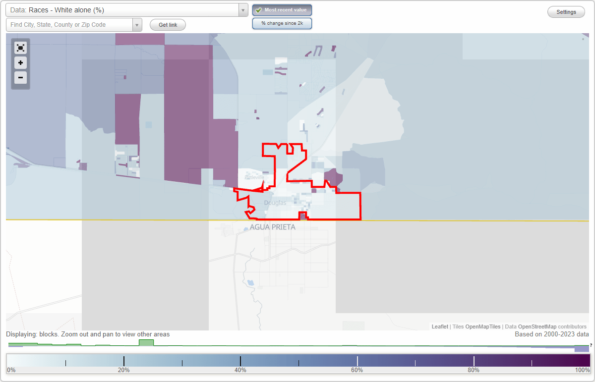 Races in Douglas, Arizona (AZ) White, Black, Hispanic, Asian