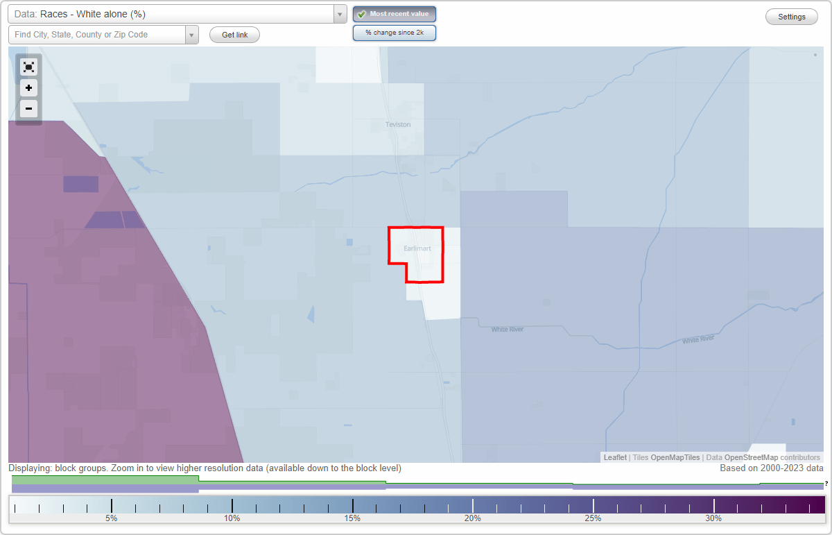 Races in Earlimart, California (CA) White, Black, Hispanic, Asian
