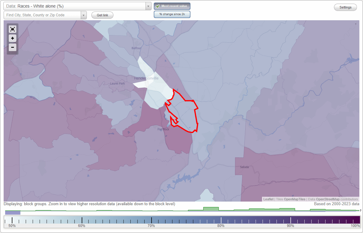 Races in East Flat Rock, North Carolina (NC) White, Black, Hispanic