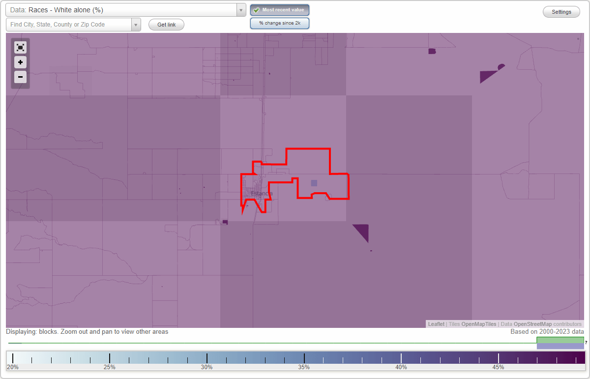 Races in Estancia, New Mexico (NM) White, Black, Hispanic, Asian. Ancestries, Foreignborn
