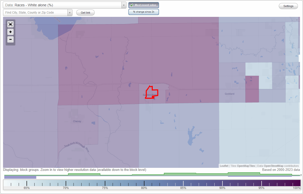 Races in Garden Plain, Kansas (KS) White, Black, Hispanic, Asian