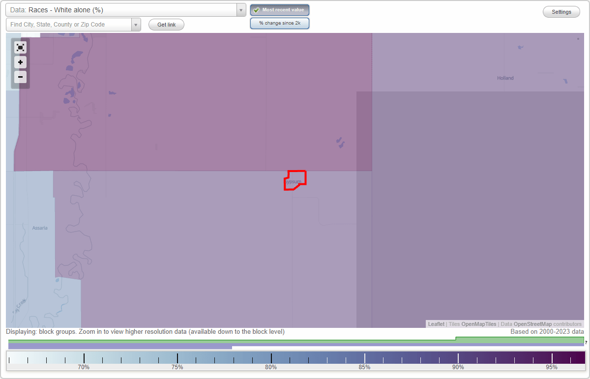 Races in Gypsum, Kansas (KS) White, Black, Hispanic, Asian. Ancestries
