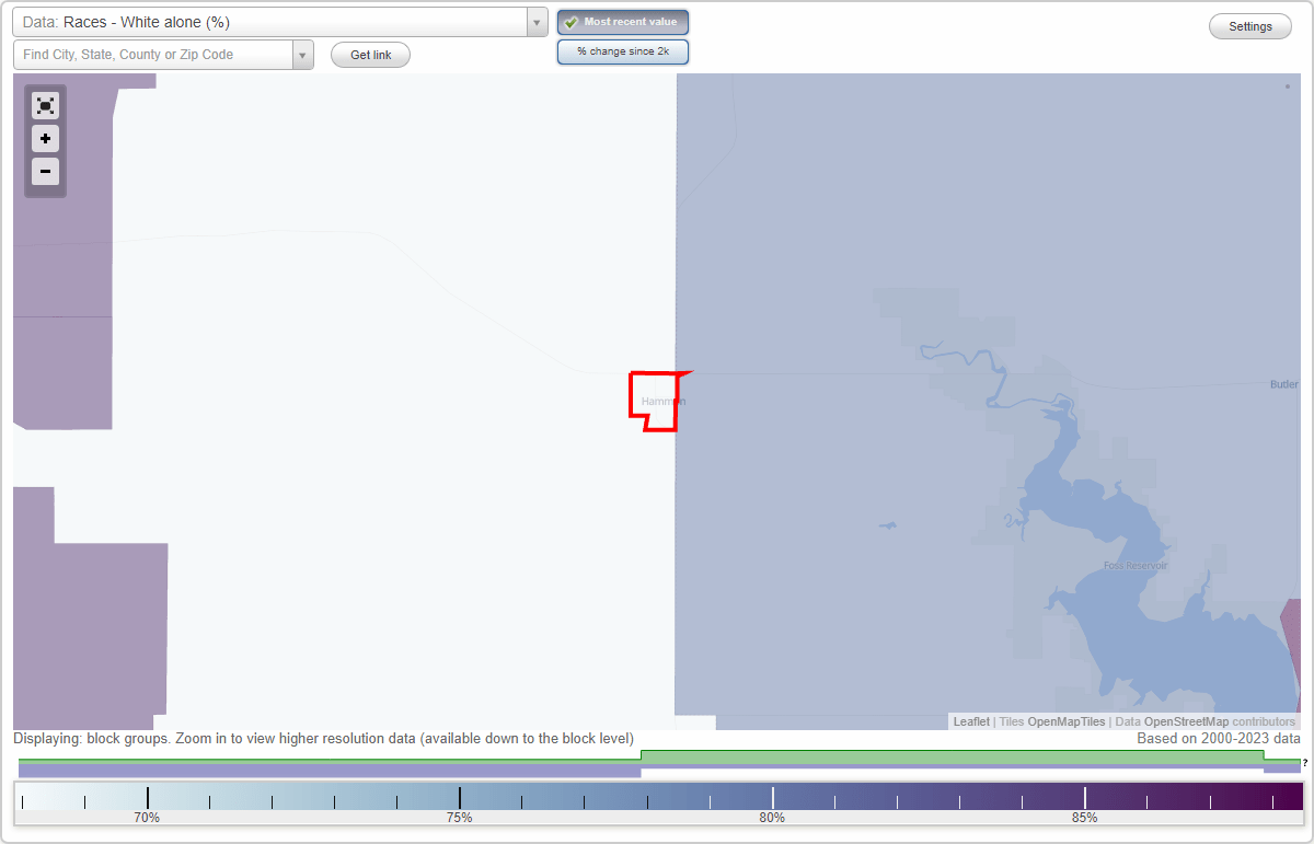Races in Hammon, Oklahoma (OK) White, Black, Hispanic, Asian