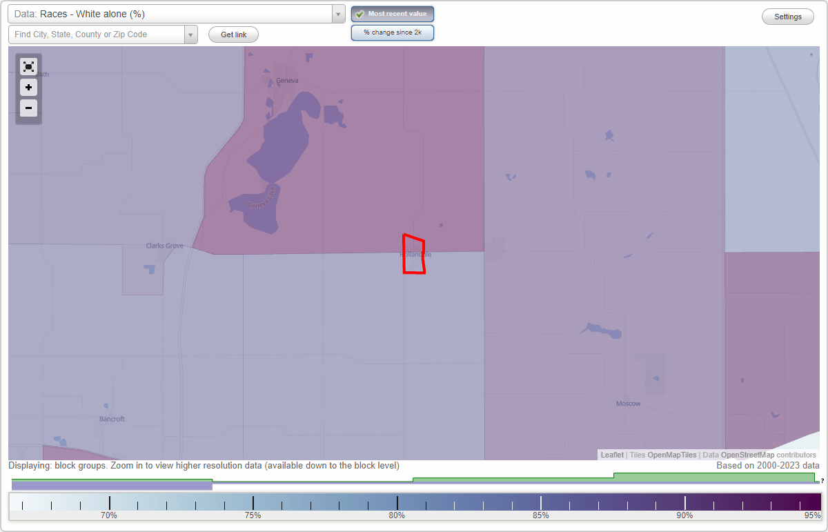 Races in Hollandale, Minnesota (MN) White, Black, Hispanic, Asian