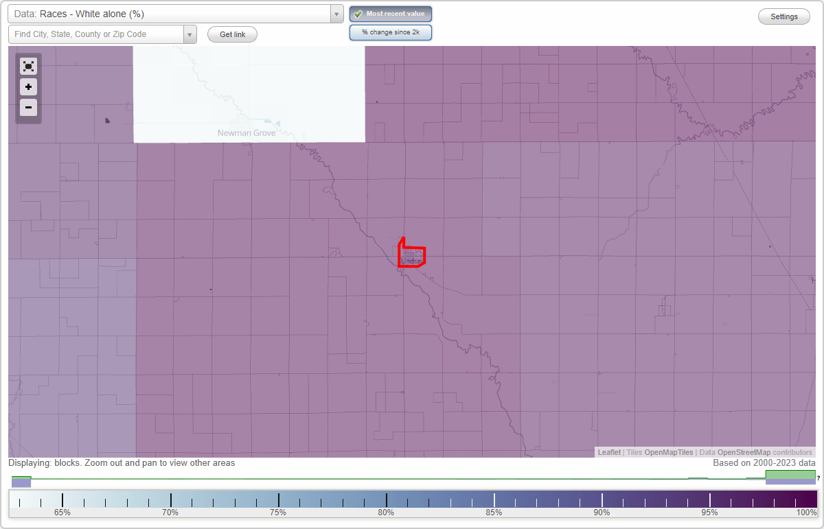 Races in Lindsay, Nebraska (NE) White, Black, Hispanic, Asian