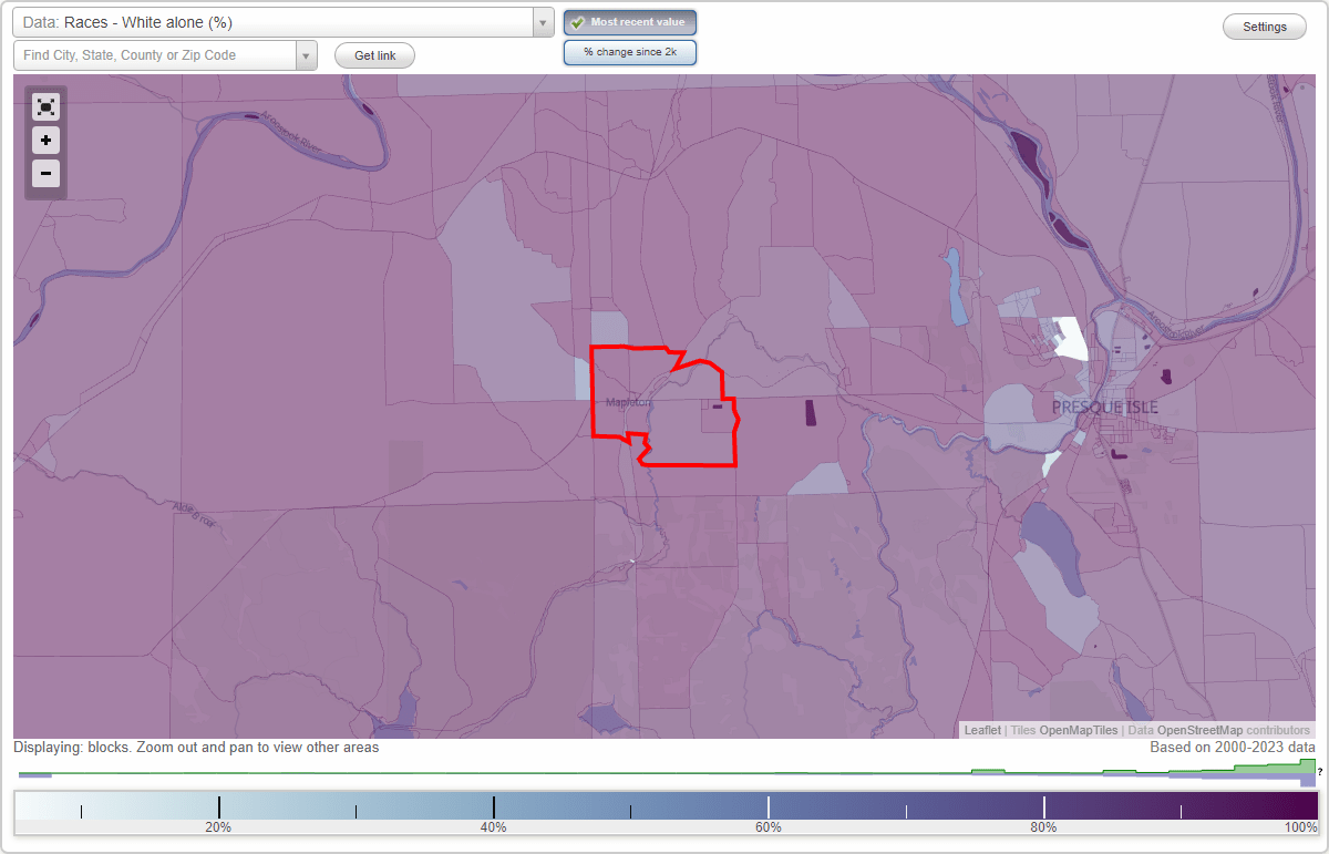 Races in Mapleton, Maine (ME) White, Black, Hispanic, Asian