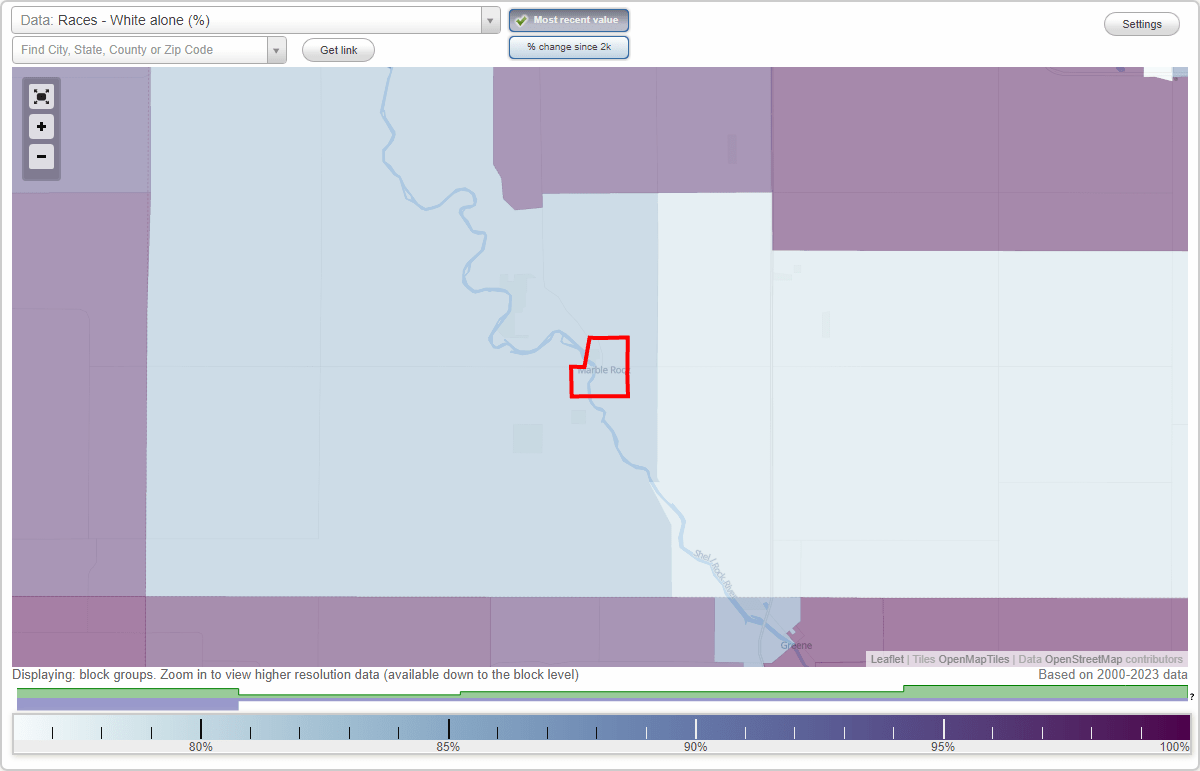 Races in Marble Rock, Iowa (IA) White, Black, Hispanic, Asian