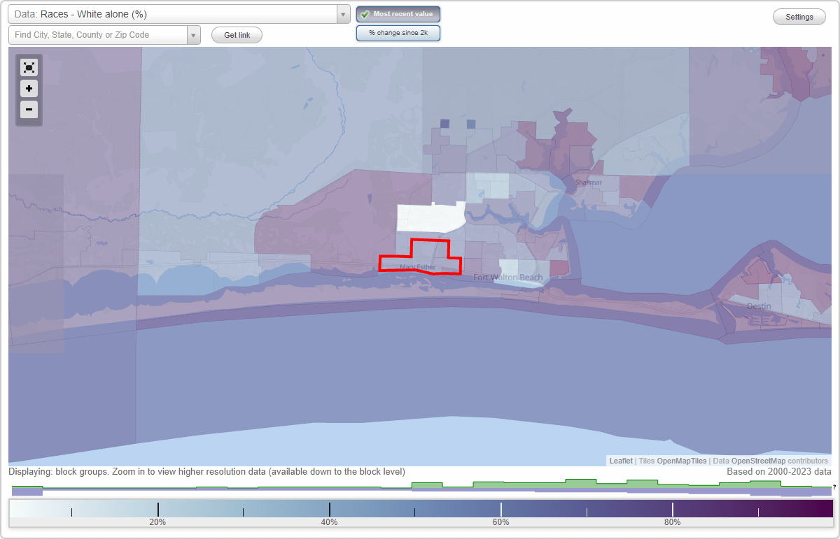Races in Mary Esther, Florida (FL) White, Black, Hispanic, Asian