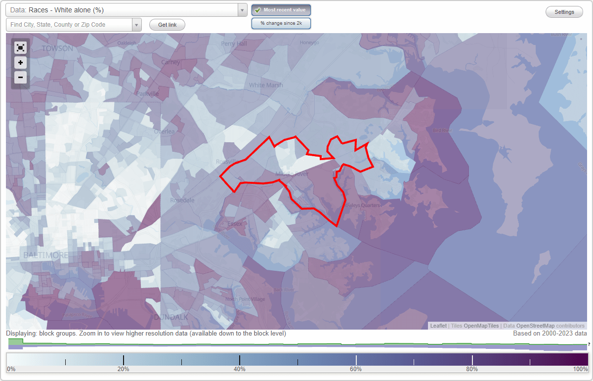 Races in Middle River, Maryland (MD) White, Black, Hispanic, Asian