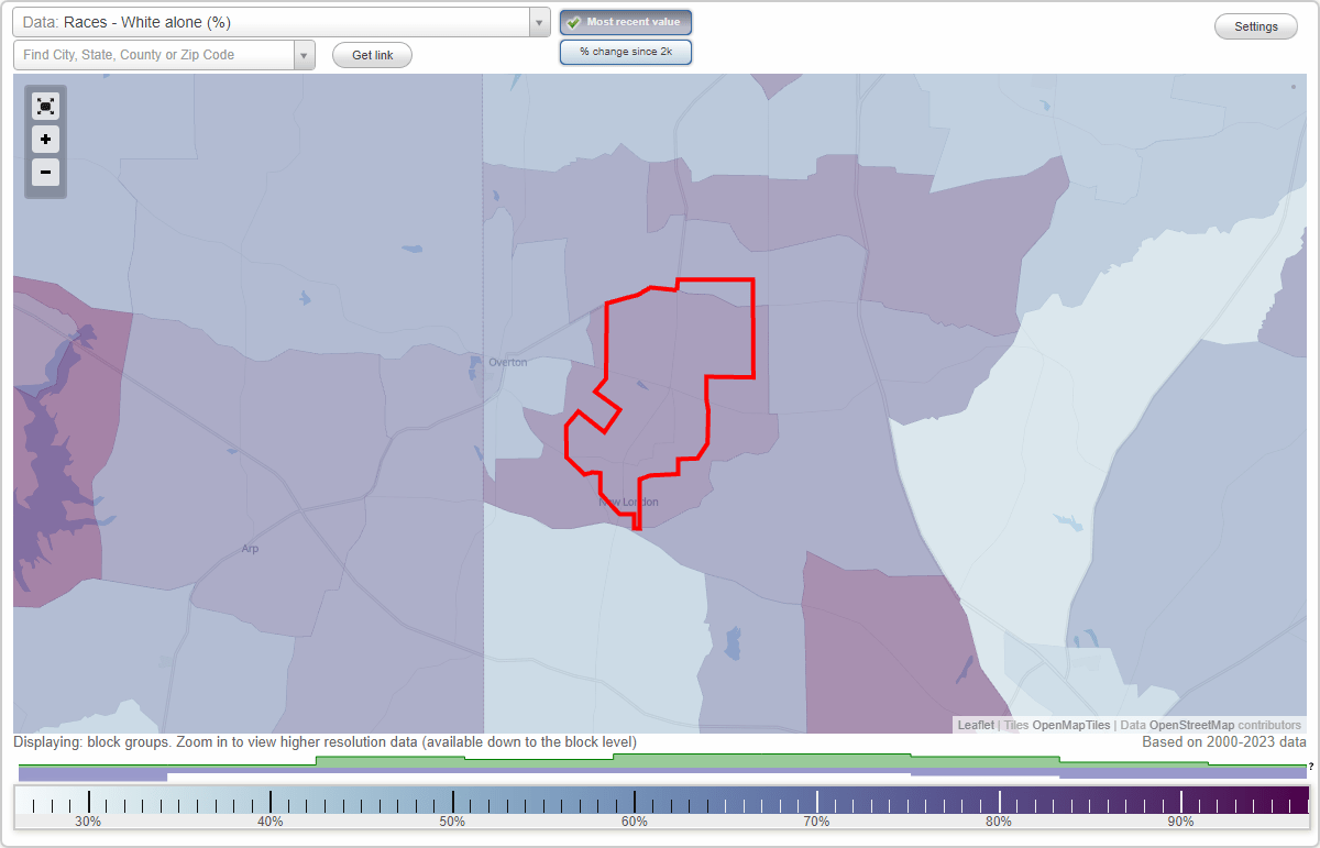 Races in New London, Texas (TX) White, Black, Hispanic, Asian