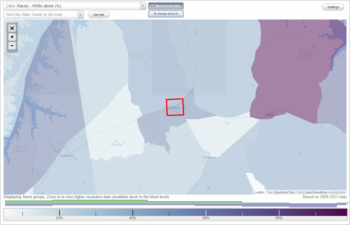 Races in Norlina, North Carolina (NC) White, Black, Hispanic, Asian