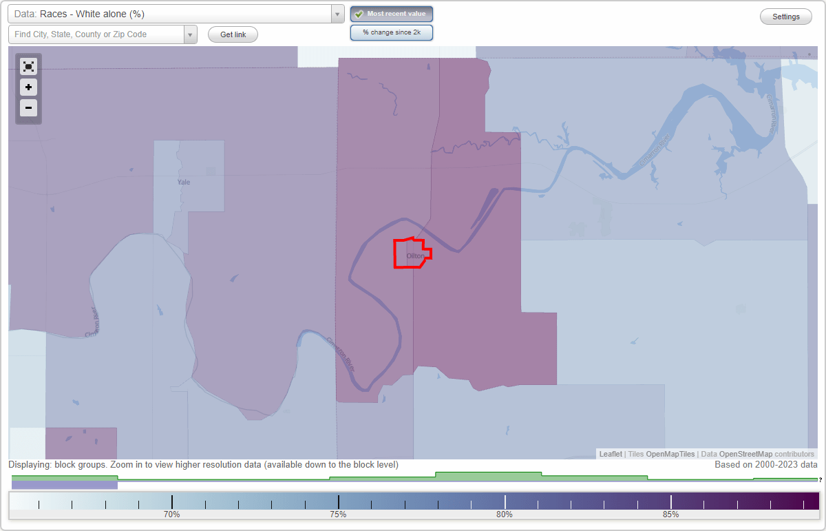 Races in Oilton, Oklahoma (OK) White, Black, Hispanic, Asian