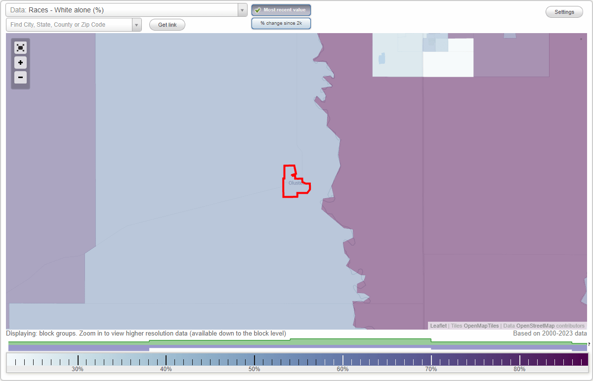 Races in Olustee, Oklahoma (OK) White, Black, Hispanic, Asian