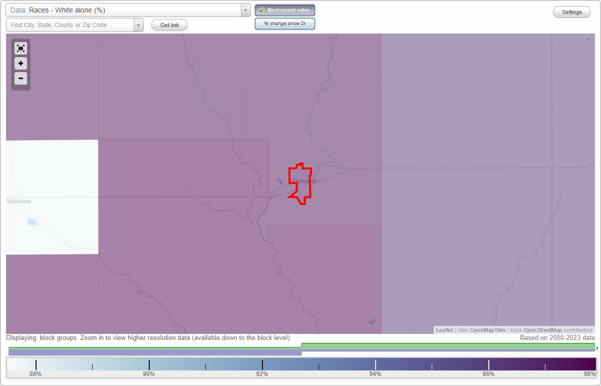 Races in Osmond, Nebraska (NE) White, Black, Hispanic, Asian