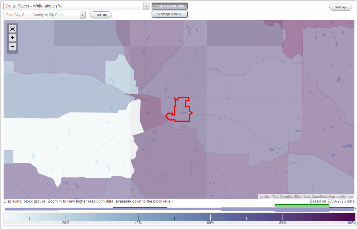 Races in Poulan, (GA) White, Black, Hispanic, Asian