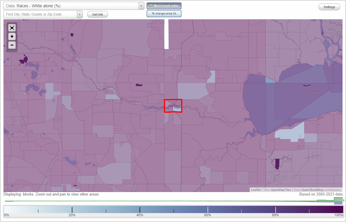 Races in Poy Sippi, Wisconsin (WI) White, Black, Hispanic, Asian