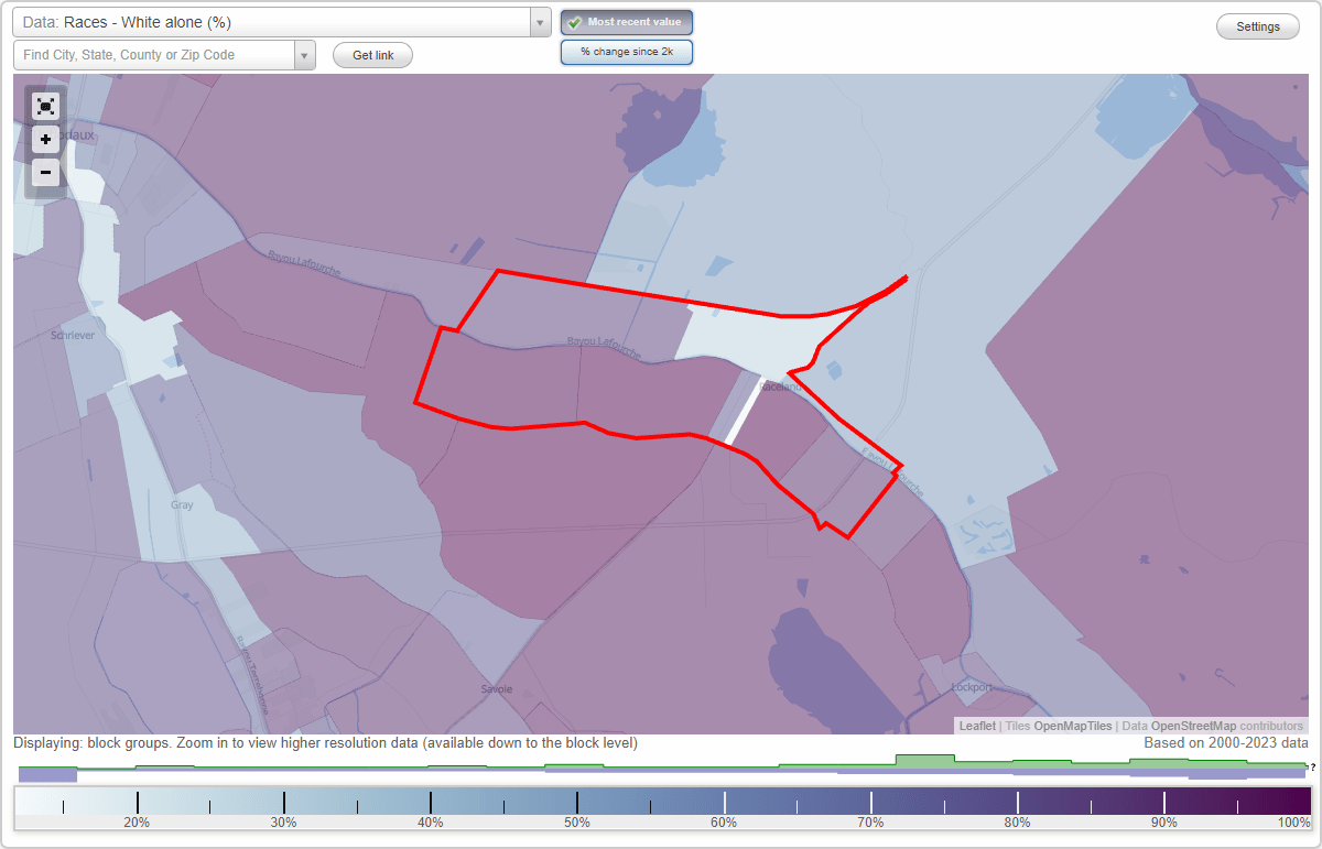 Races in Raceland, Louisiana (LA) White, Black, Hispanic, Asian