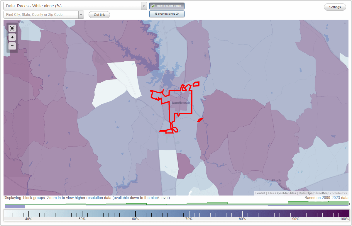 Races in Randleman, North Carolina (NC) White, Black, Hispanic, Asian